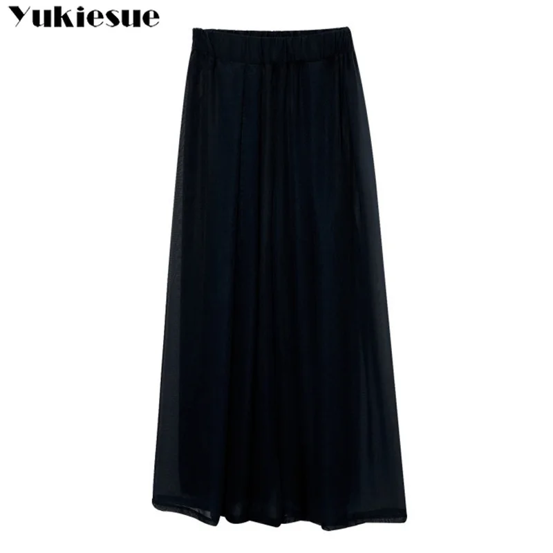 Женские плиссированные брюки в уличном стиле шифоновые широкие брюки-Капри с