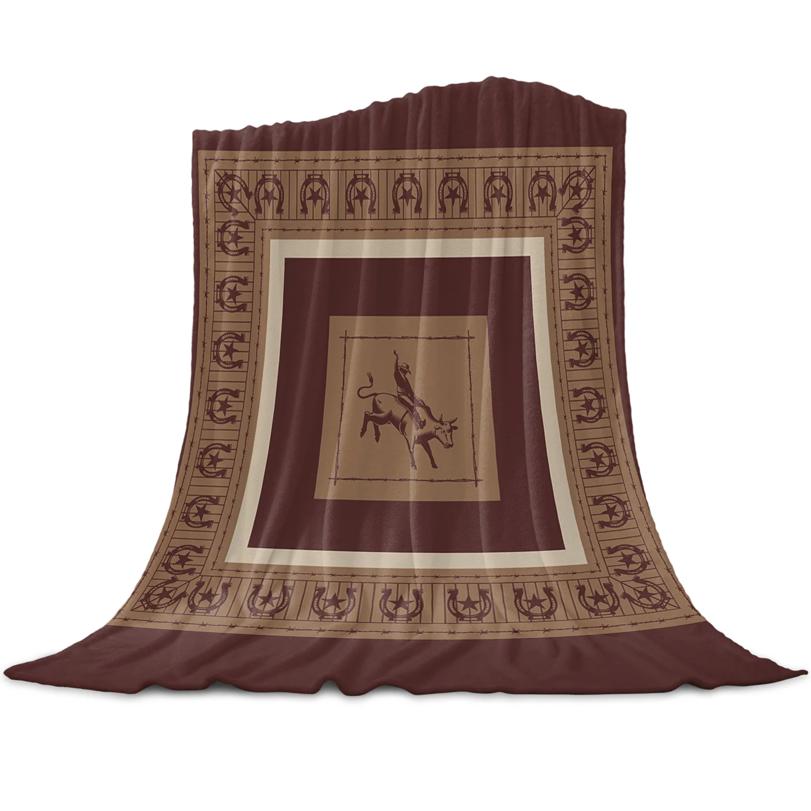 

Western Cowboy Pentagram Blankets for Beds Home Bedspread Travel Flannel Blanket Throw Blanket for Sofa