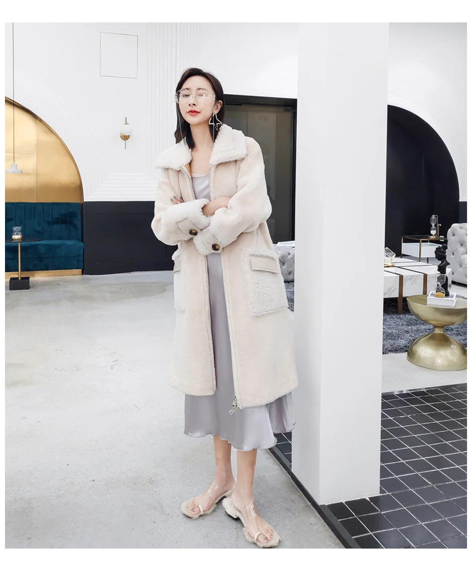 Manteau femme hiver женская зимняя куртка из натуральной кожи женское пальто из натурального овечьего меха Одежда из овечьей шкуры пальто с отложным воротником