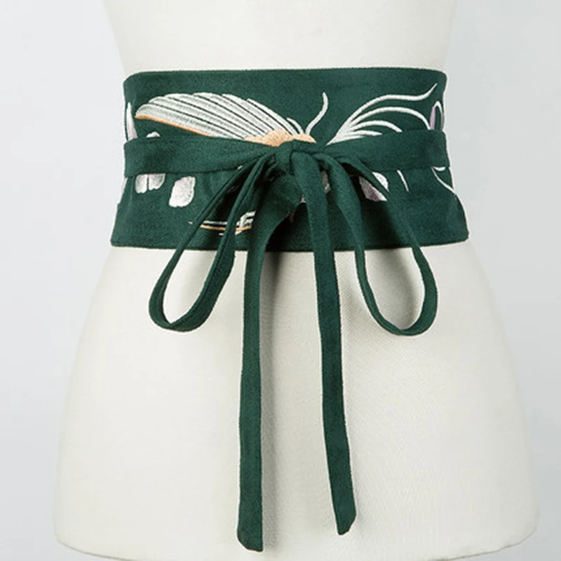 2020 Embroidery Elastic Belt Spring Autumn Elegant Women White/Black Elegant Peplum Belt Wide Bukle Waistband Women Waist Skirt