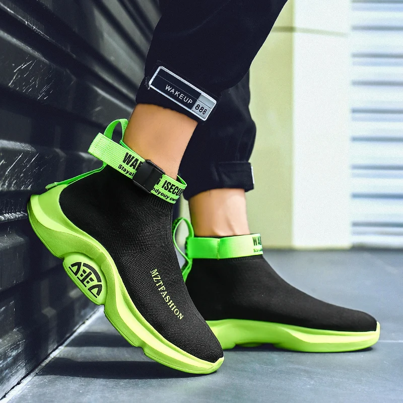 High Top Men Casual Shoes Comfortable Fashion Sneakers for Sock Brand Outdoor Leisure Footwear Black Zapatillas Hombre | Обувь