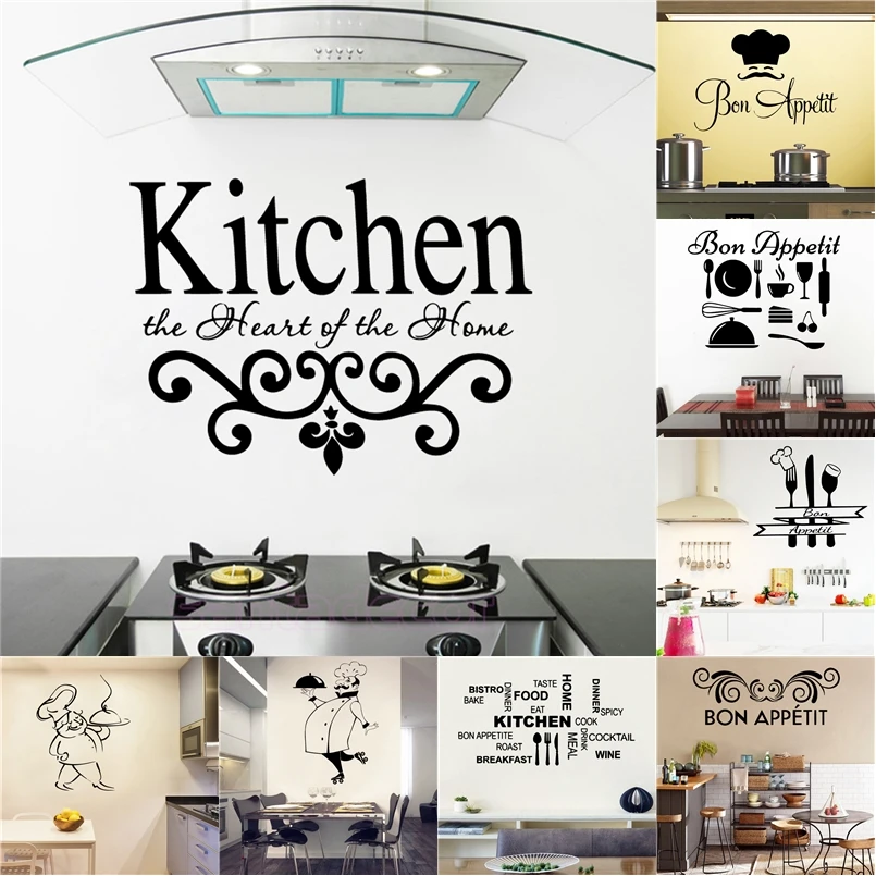 Настенные художественные наклейки для кухни украшения дома столовой съемный