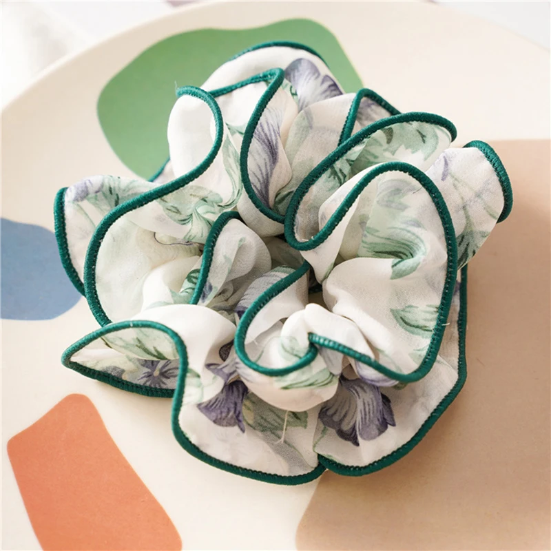 

New Girls Hair Ties Prints Scrunchie Elastic Hair Band Hair Accessories For Women Sweet Headwear Large Intestine Ponytail Holder