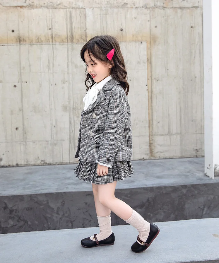 

Fashion Plaid Clothes Suits for Baby Girl Formal Wear Jacket + Pants Suits Kids Blazers Girls Set Toddler Clothing Child Costume