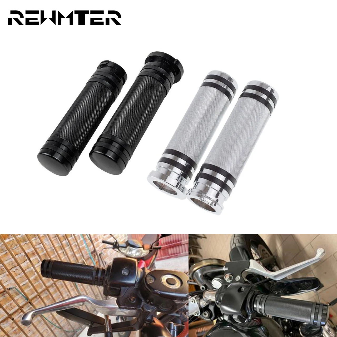 Мотоциклетные ручки с ЧПУ 1 дюйм 25 мм 2 шт. черные/хромированные для Harley Touring Dyna