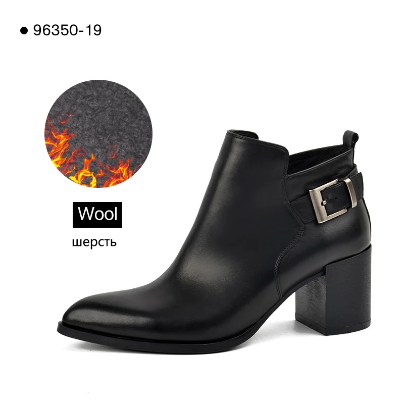 9635019-HBWool Распродажа; Donna-in; ботильоны для женщин из натуральной кожи на высоком каблуке; модные ботинки с острым носком; женская обувь; женские ботинки - Цвет: 9635019-HBWool