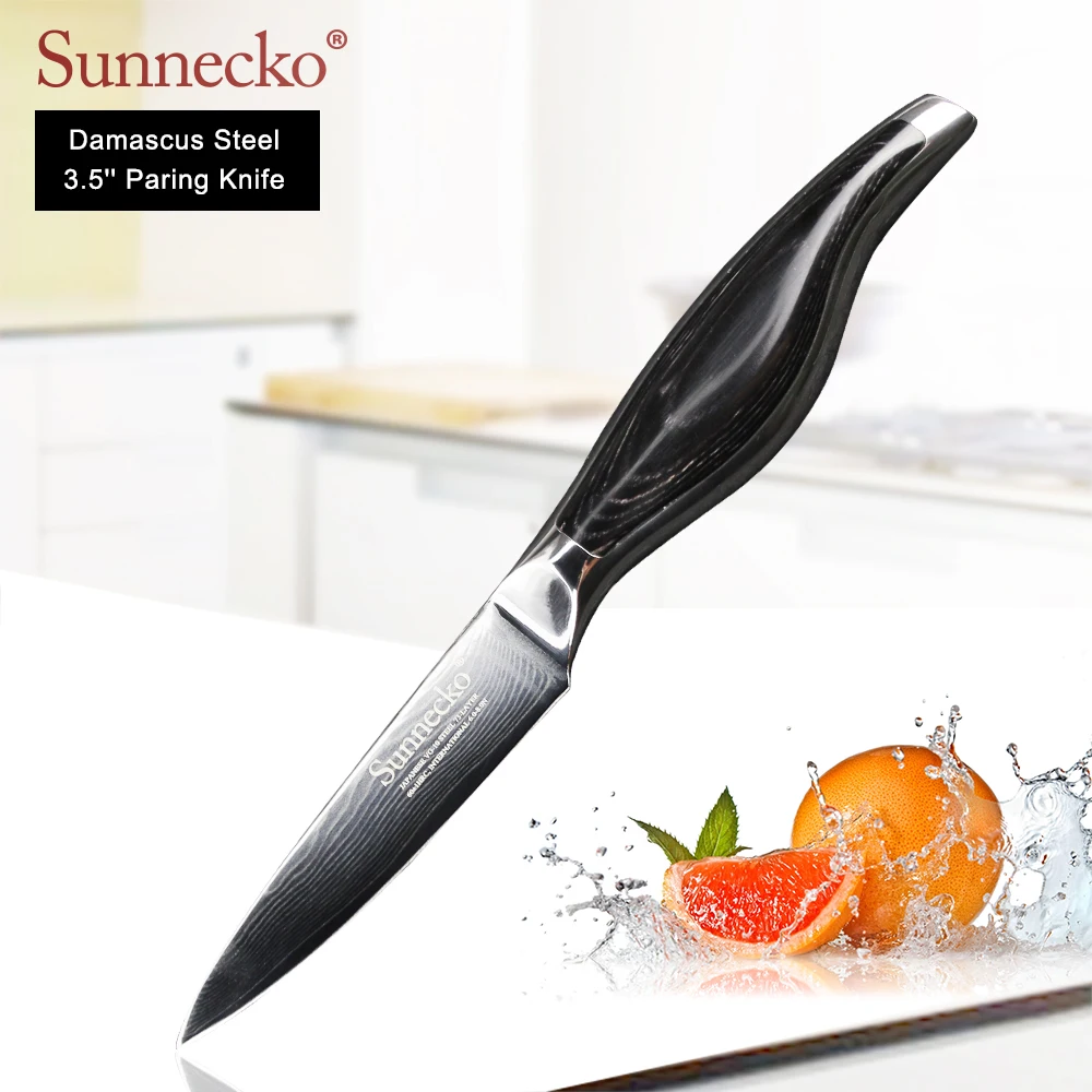 SUNNECKO Premium 3," дамасский нож для очистки овощей японский VG10 Стальные Кухонные ножи Pakka с деревянной ручкой острый резак для фруктов инструменты шеф-повара