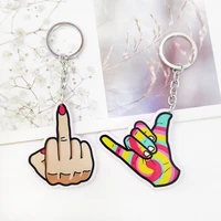 trendy european and american pendants acrylic gesture accessories keychain finger tag bag car keys