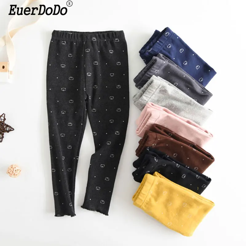 

2019 Children Pants Cartoon Print Legging For Girls Candy Color Toddler Bottom 2-8years Children Trousers Baby Clothing