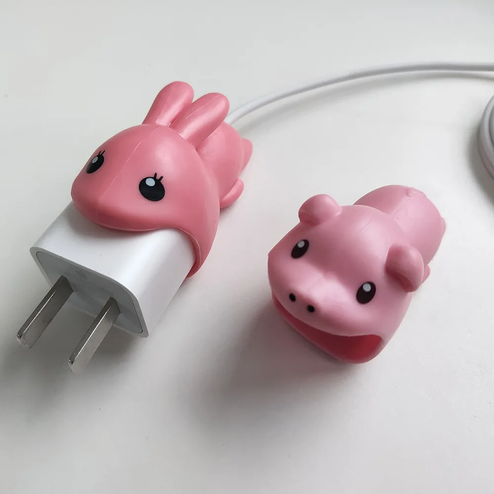 3D мультяшный набор аксессуаров для USB кабеля защита зарядки в виде животного iphone X