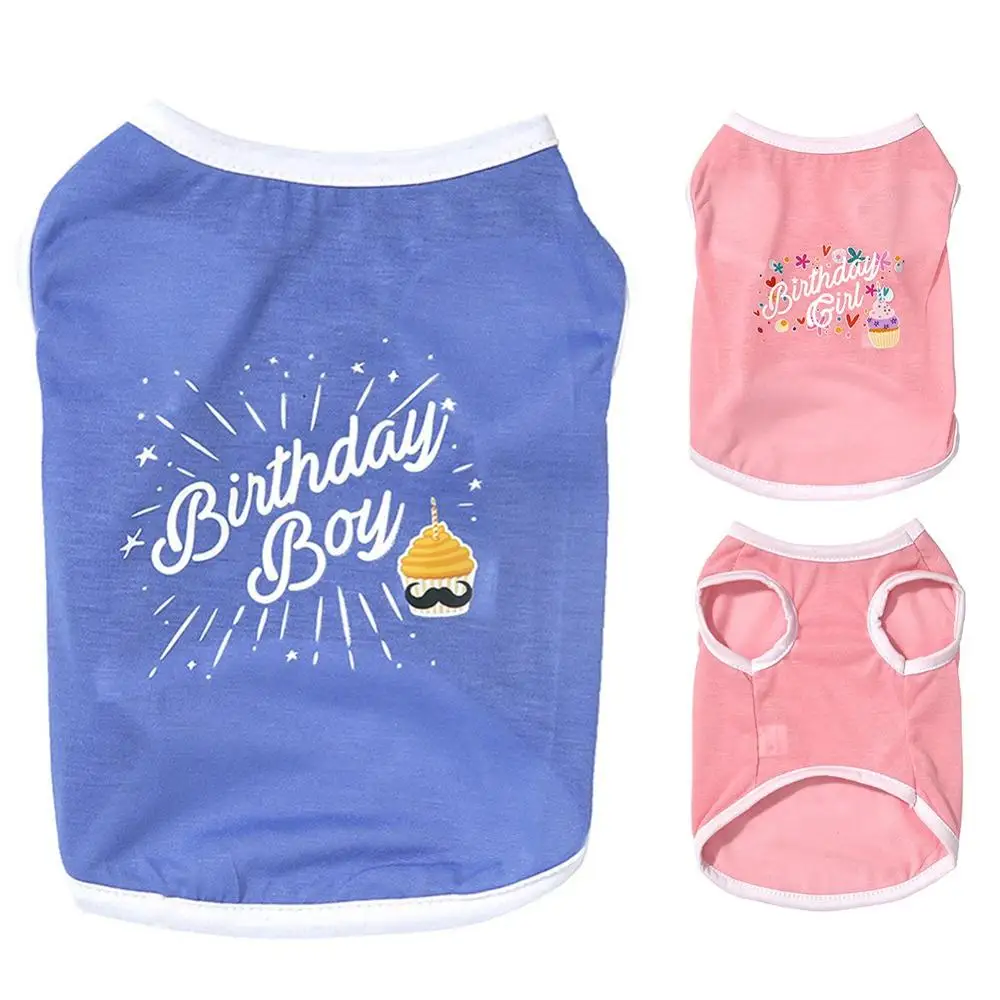 

Pet Costume Dog Cat Clothes Spring Summer Thin Cotton Birthday Day Vest Breathable Sleeveless T-shirt New Qgnv