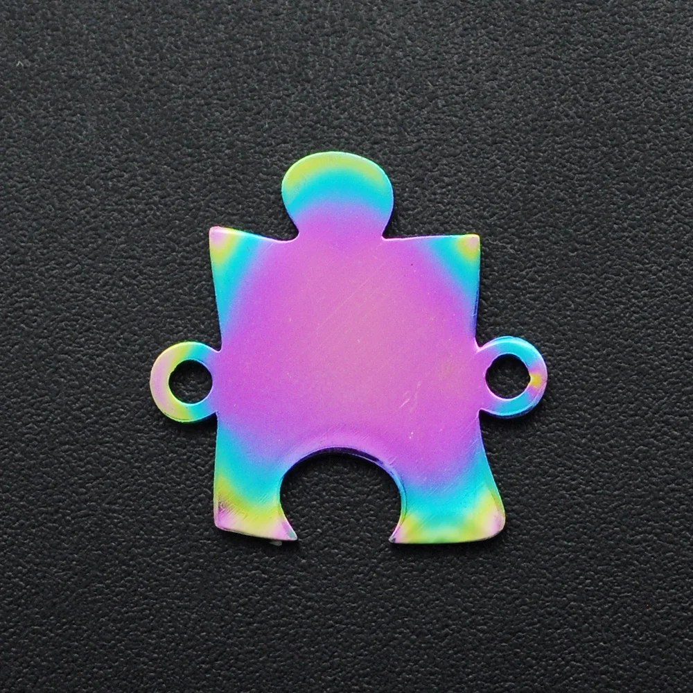 5pcs/lot 100% Stainless Steel Rainbow Jigsaw Puzzle DIY Charm Connector Pendant Wholesale Factory Prices OEM Order