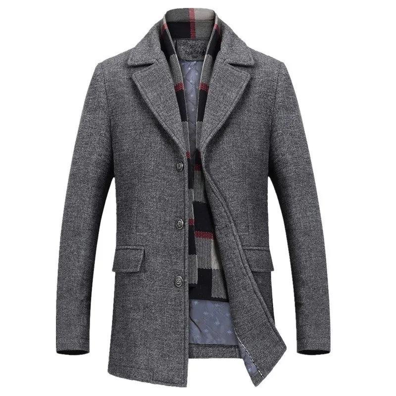 Дизайнерский Новый клетчатый шарф со съемным отворотом однотонные мужские