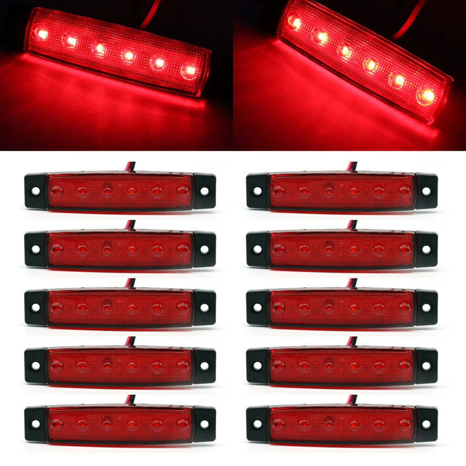 

10pcs 12V 6LED Side Marker Indicator Light Waterproof Rear Lights for Trailer Truck Lorry 12V 6LED Side Marker Light