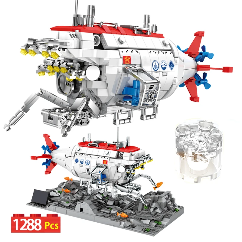 

1288 шт. военный технический Jiaolong глубоководный погружной детектор кубики MOC Игрушки для мальчиков