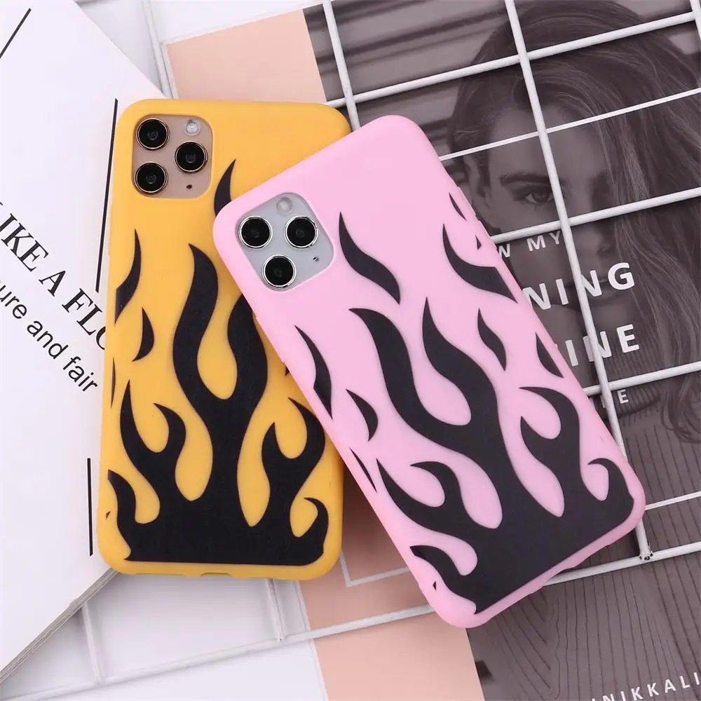 Fashion Multi-color Flame For IPhone 14 14ProMax 14Plus 13Promax 13 12 11s8Plus Soft Silicone Candy Case Fundas