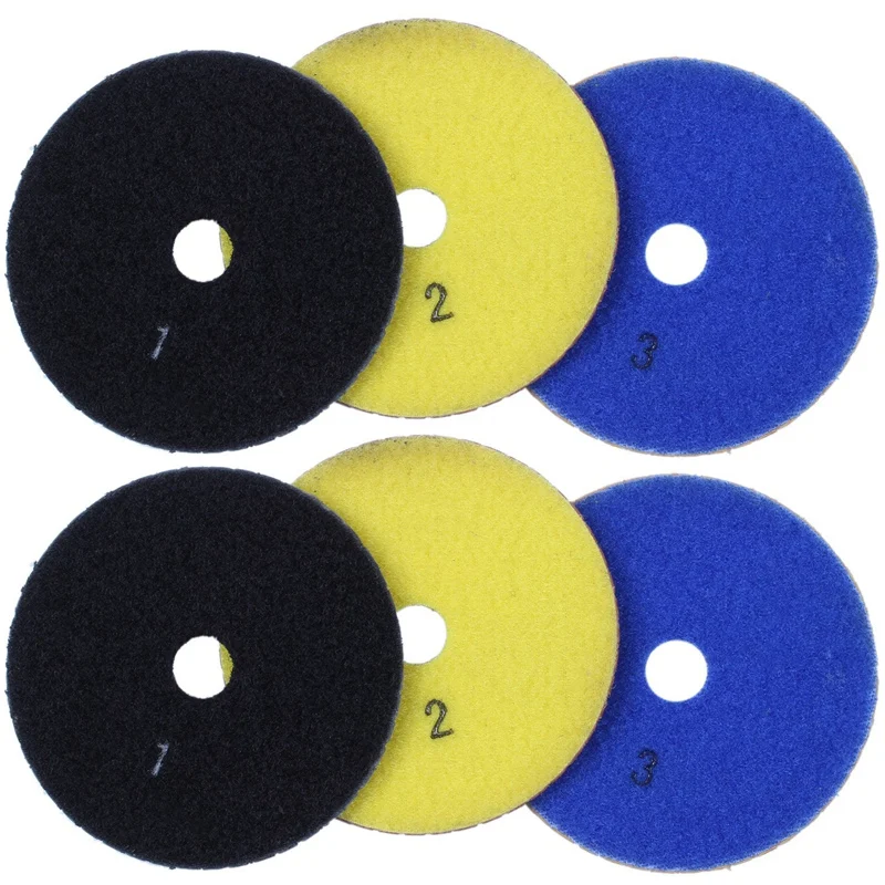 

6 Pieces 100Mm Diamond Flexible Wet & Dry Polishing Pads 3 Step Floor Polish For Stone Marble Tile
