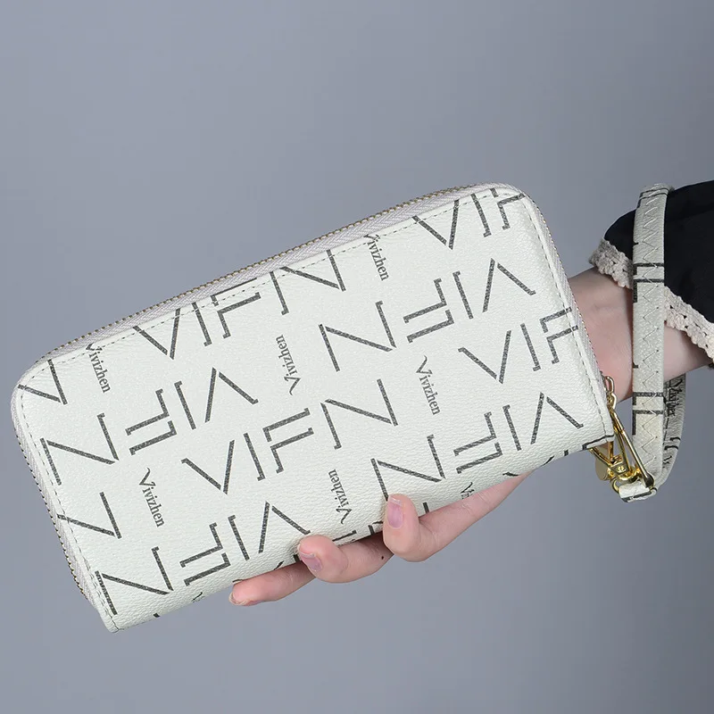

2020 Limited Passcard Pocket New Women Ladies Pu Wallet Long Zip Purse Card Phone Holder Case Standard Zipper Geometric