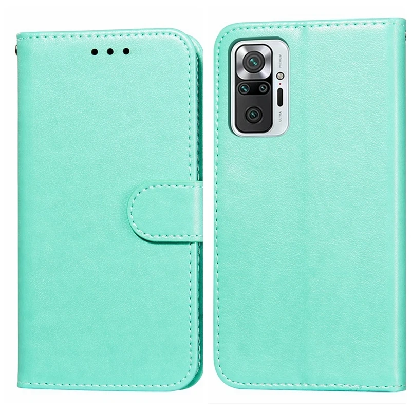 Кожаный чехол-книжка для Xiaomi Redmi Note 10 Pro 10S роскошный однотонный Чехол-бумажник с