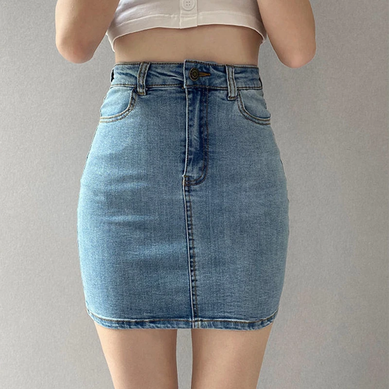 Женская летняя джинсовая юбка-карандаш с высокой талией размеры до XL - купить по
