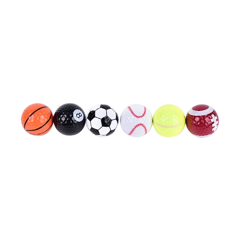 

6 pcs/set Novelty Colorful Sports Golf Balls Golf Game Strong Resilience Force Sports Practice Funny Ball Gift Indoor Outdoor