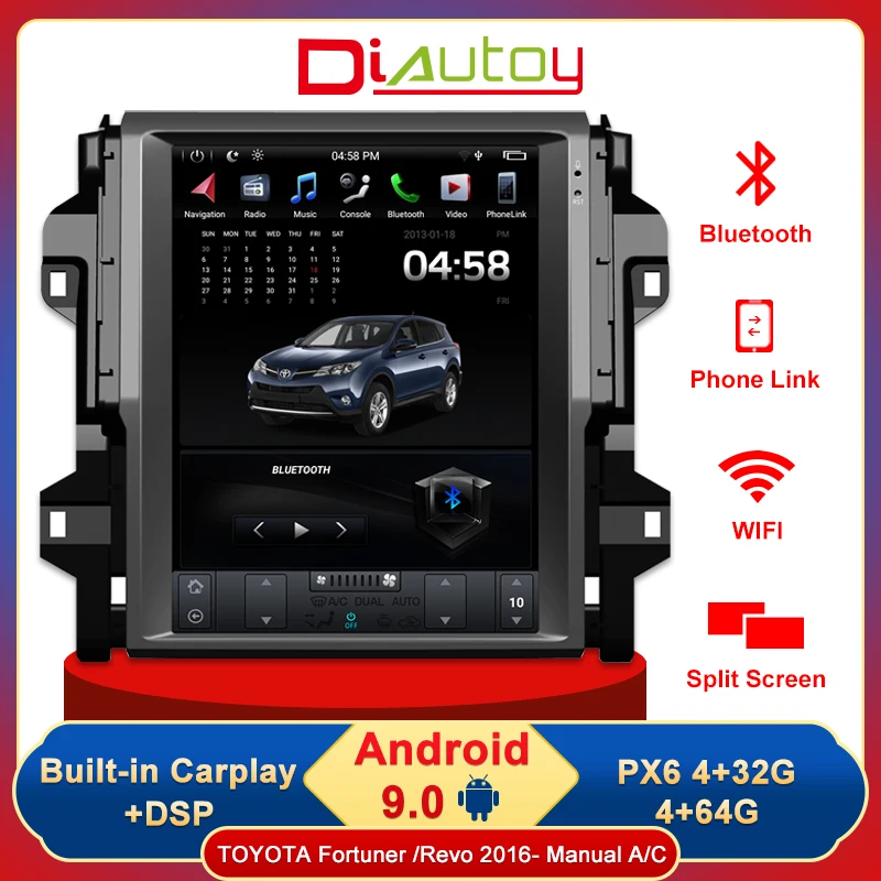 

for Toyota Fortuner/ Revo 2016- Manual A/C Head Unit GPS Navigation Android Car Radio Bluetooth Stereo Video Multimedia Player