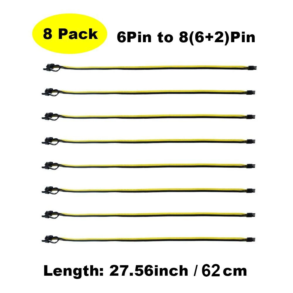 8 шт 6 PIN PCIe Express to (6 + 2) (25 дюймов) New18AWG 6pin 8pin кабель Папа папа для GPU/PSU breakout board GPU