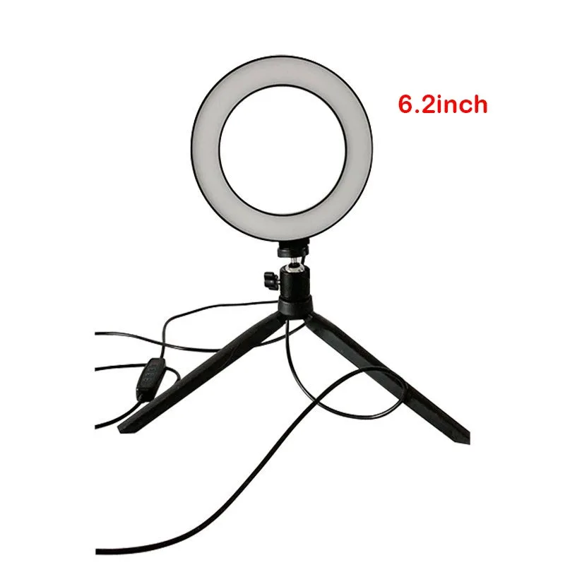 6 2-дюймовое светодиодное кольцо для селфи фотосъемки с регулируемой яркостью