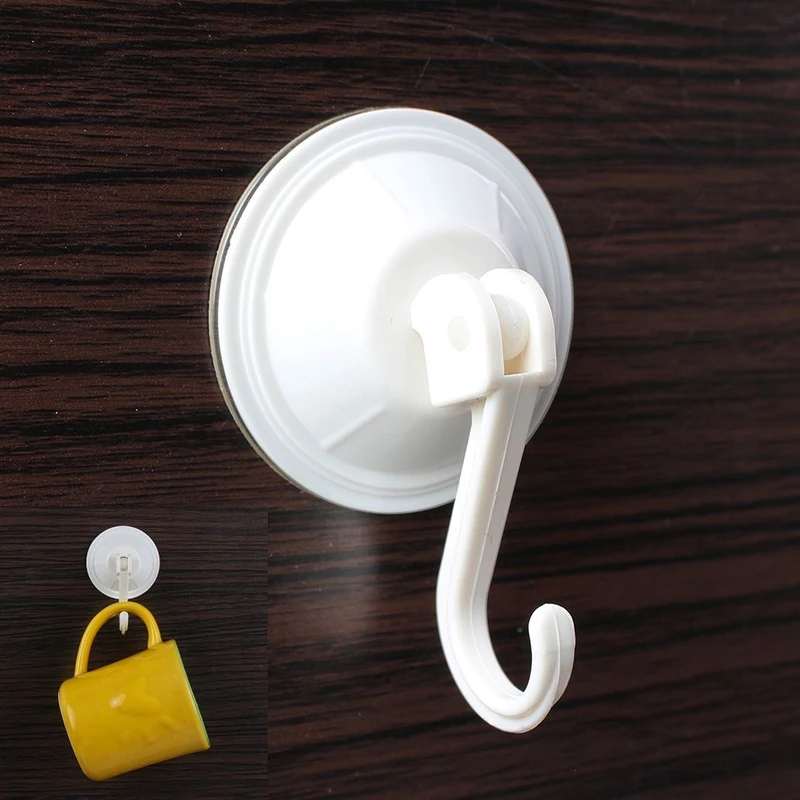 

White Powerful Vacuum Suction Cup Hooks Kitchen Bathroom Wall Towel 7.6cm Hooks Plastic Heavy Adhesive Duty Made Of Strong K2J0