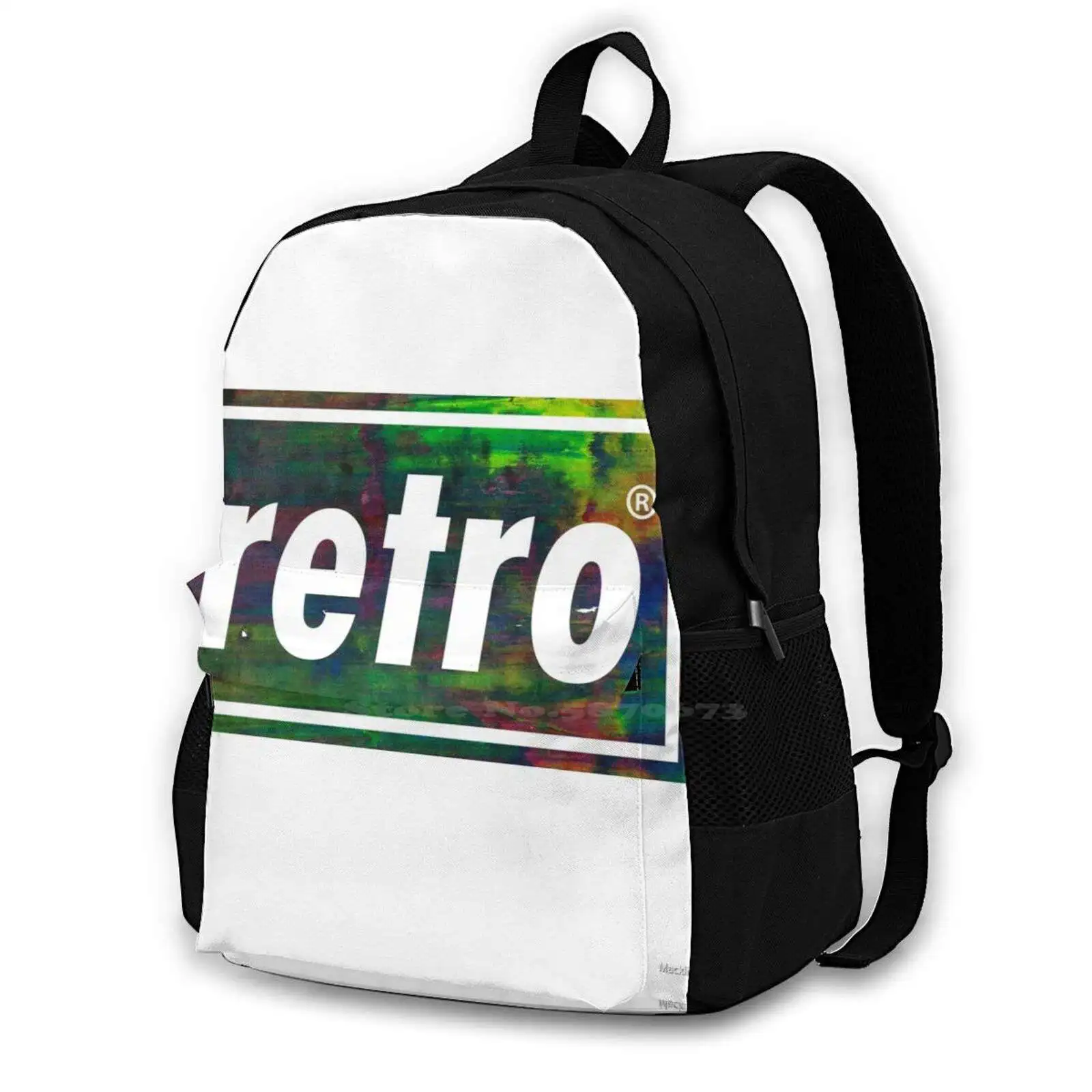 

Retro - Multicoloured Fashion Travel Laptop School Backpack Bag Hip Hop Multicoloured Futura Font Music Kendrick Lamar Tyler