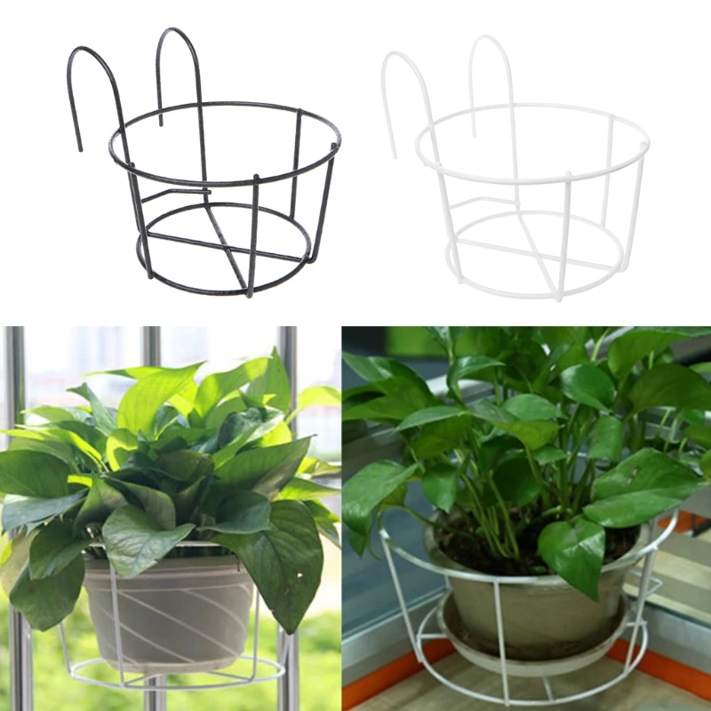 

Hanging Plant Iron Racks Balcony Round Flower Pot Rack Railing Fence Outdoor dorp shipping plant stands indoor plant pot stand