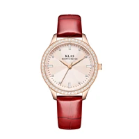 klas cusual women quartz nice female genuine leather band with ring 50 stone watches