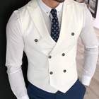 Мужской слитный жилет, двубортный пиджак с заостренным воротником, официальная одежда для жениха, свадьбы, пиджак на талию