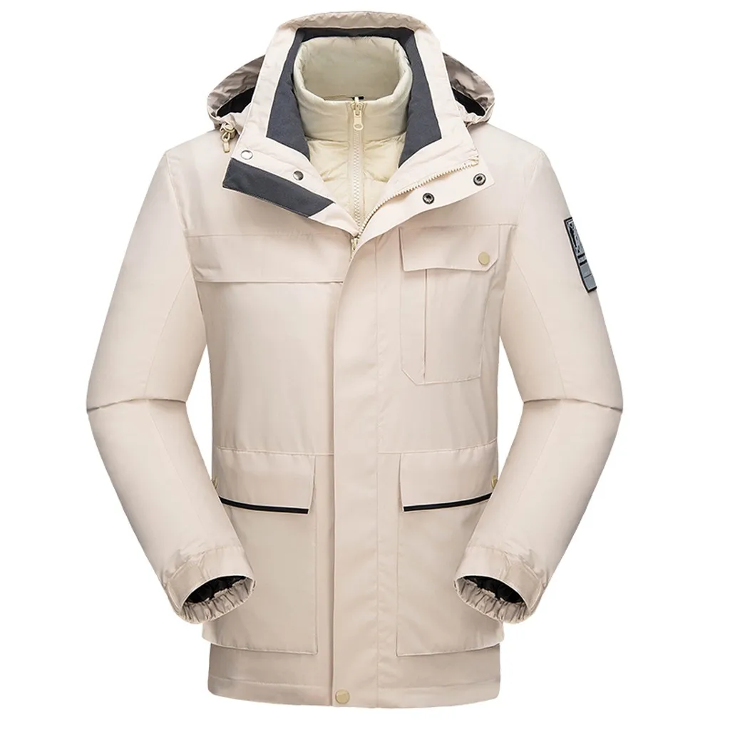 Мужская куртка с пуховой подкладкой зимний съемный костюм из двух предметов