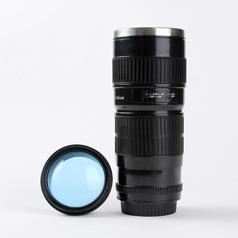 

400ml Camera Lens Shaped Thermos EF 70-200mm Stainless Steel Coffee Tea Mug with Lid Drink Water Cup