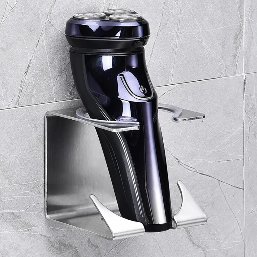 

Electric Shaver Holder Electric Razor Storage Rack 304 Stainless Steel Bracket Bathroom Self-Adhesive Hanger Rack Hooks, Silver