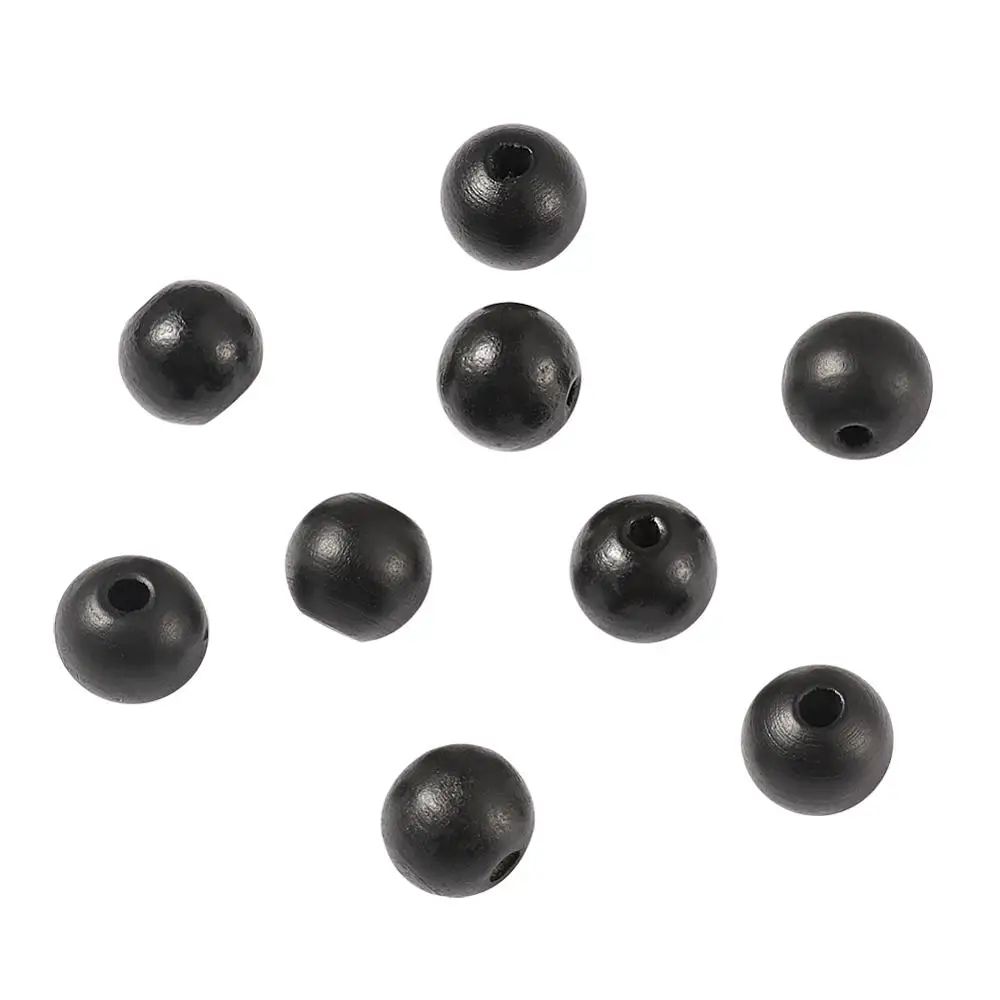 Деревянные бусины окрашенные круглые черные 12x11 мм отверстие: 4 около 200 шт./пакет |