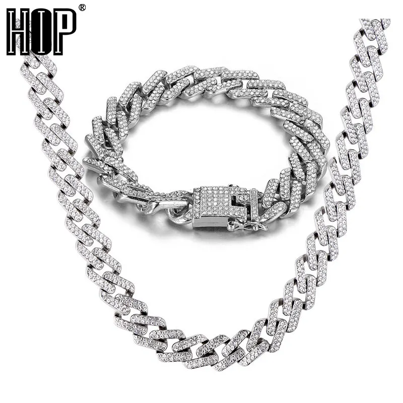 Хип хоп 15 мм ожерелье с микро закрепкой и кубическим цирконием геометрическое