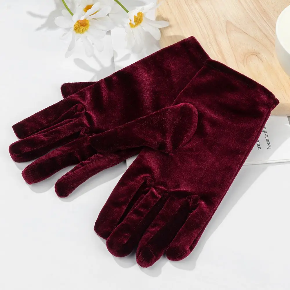 

Winter Warm Etiquette Gloves Elastic Women Full Finger Mittens Hand Warmer Gold Velvet Gloves Cycling Driving Gloves