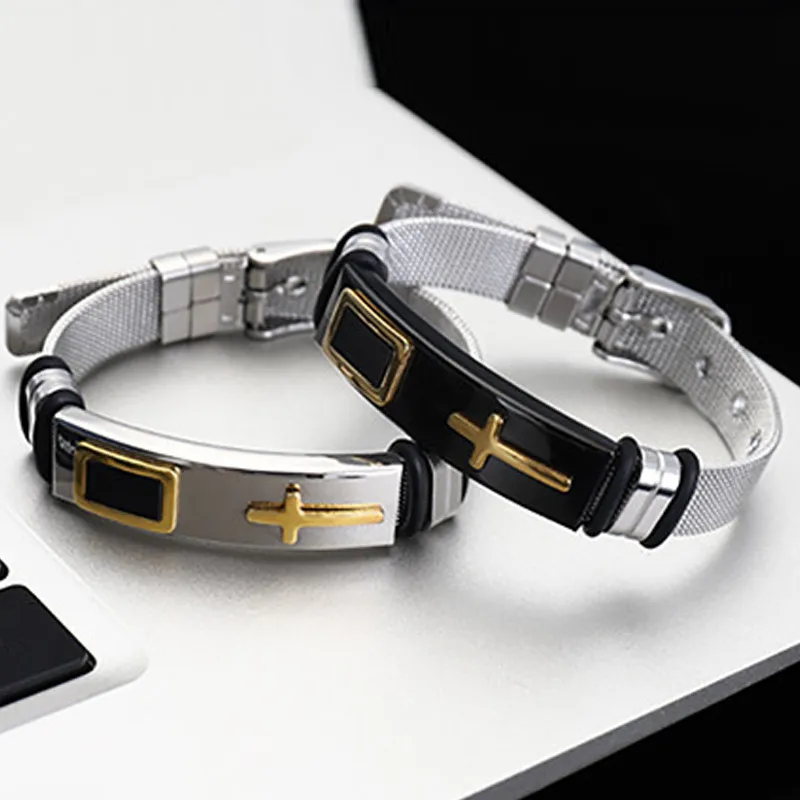 3 цвета браслет для женщин и мужчин из нержавеющей стали сетчатый крест Христос