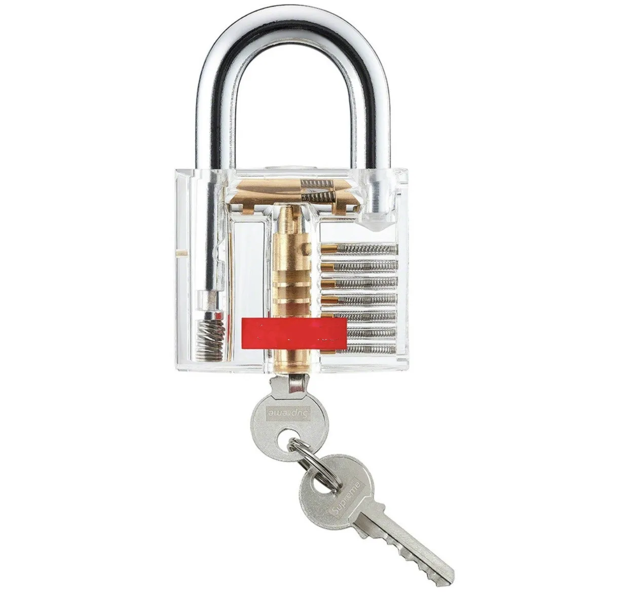 

Home safety transparent lock, classic mechanical metal keychain pendant
