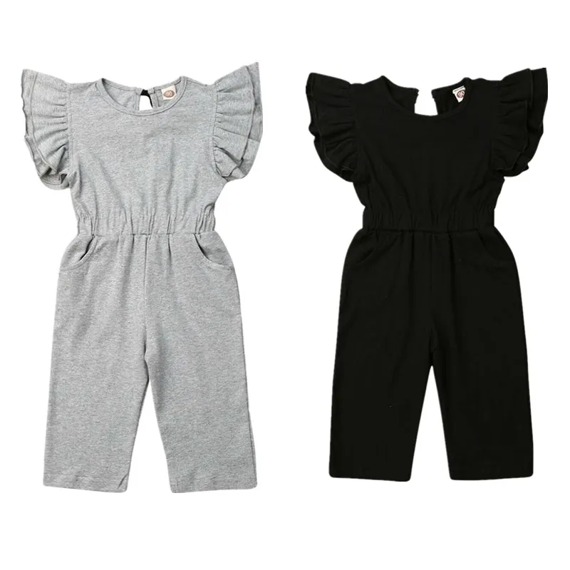 Новая детская одежда для маленьких девочек с оборками коротким рукавом Песочник