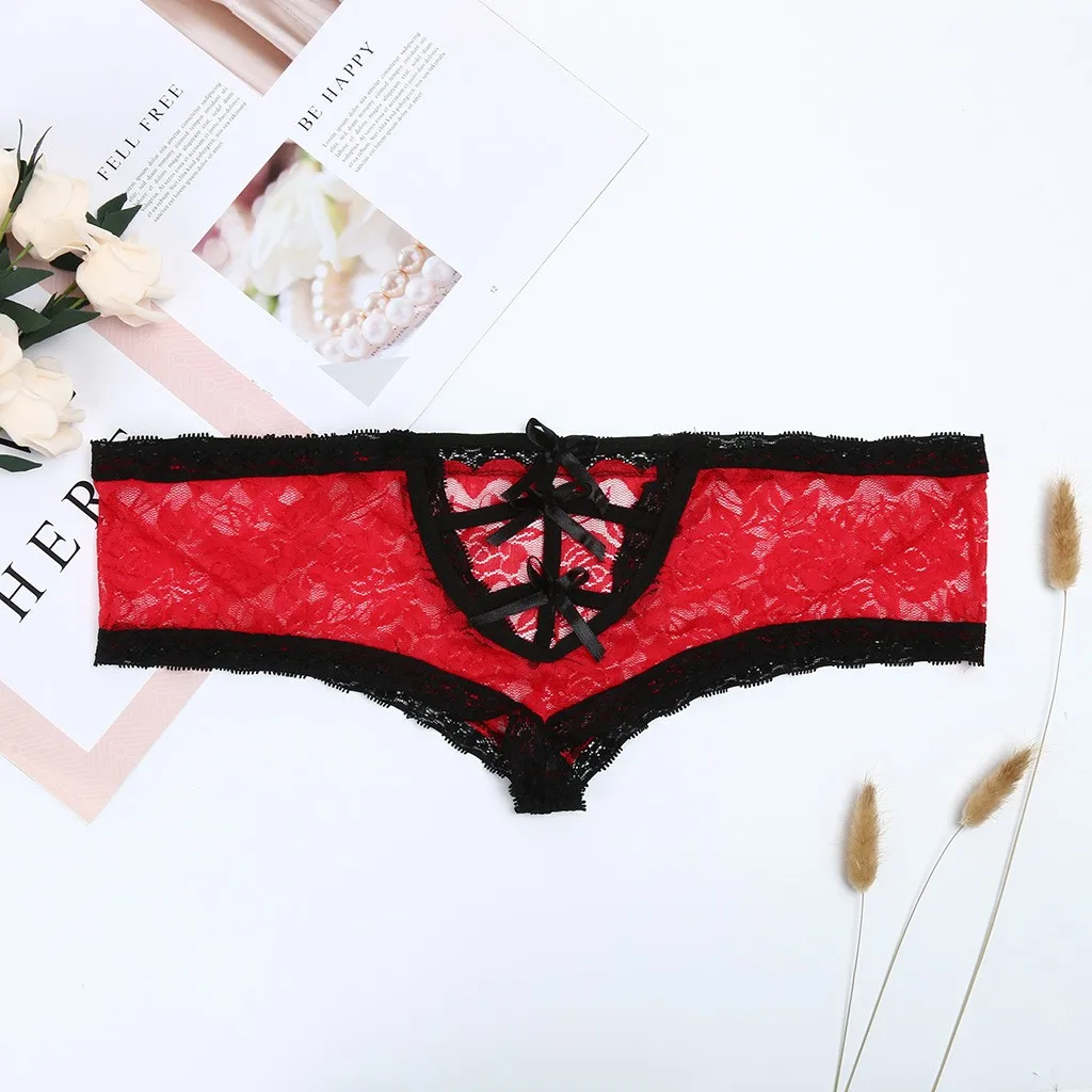 Женские ажурные трусики Womail с бантом и заниженной талией сексуальное нижнее