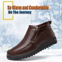men short boots warm waterproof anti slip ankle boots fleece platform leather loafers high quality winter shoes male footwear