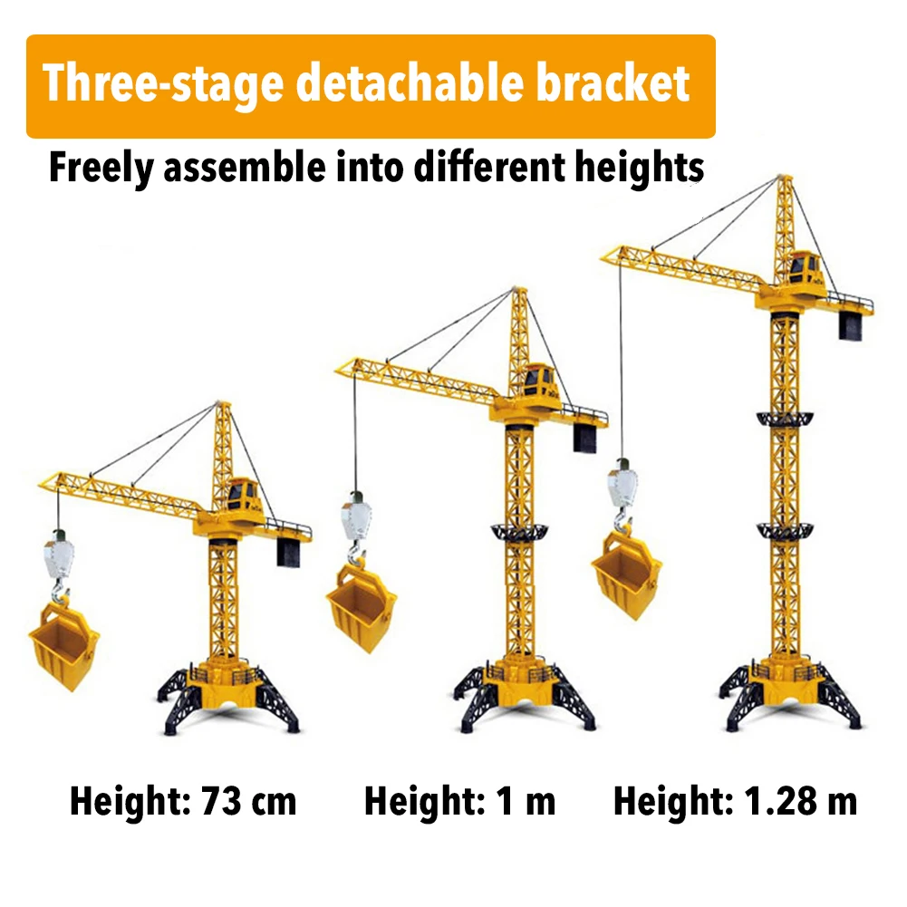 

2.4G 1.28M RC Tower Crane 6 Channels Kids Construction Crane Toys With Light And 680 Degree Rotation Control Tower