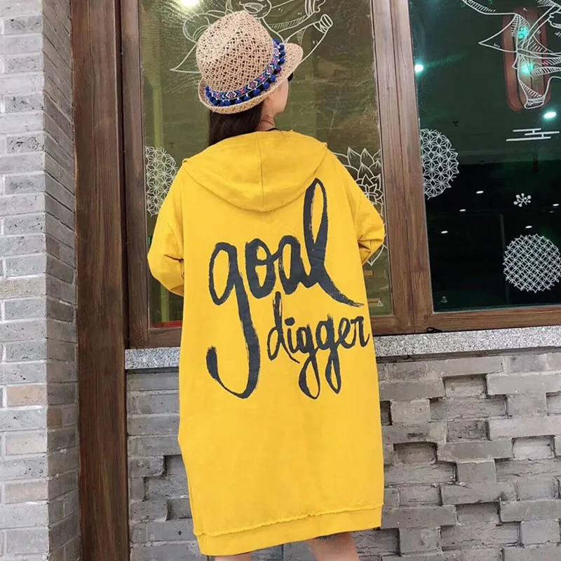 

Autumn Fashion Women Jacket Loose Large Size Cartoon Letter Print Hooded Jacket 2021 Trend New Cardigan Jacket Black LL59