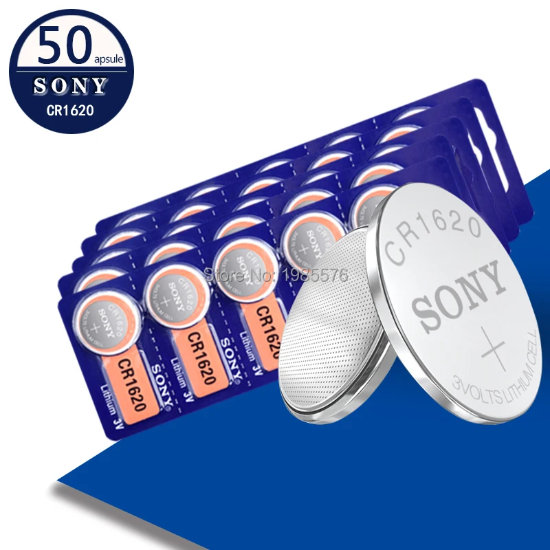 

Sony cr1620 50pcs 3v button cell coin lithium batteries for watch car toy ECR1620 LM1620 DL1620 5009LC KCR1620 BR1620