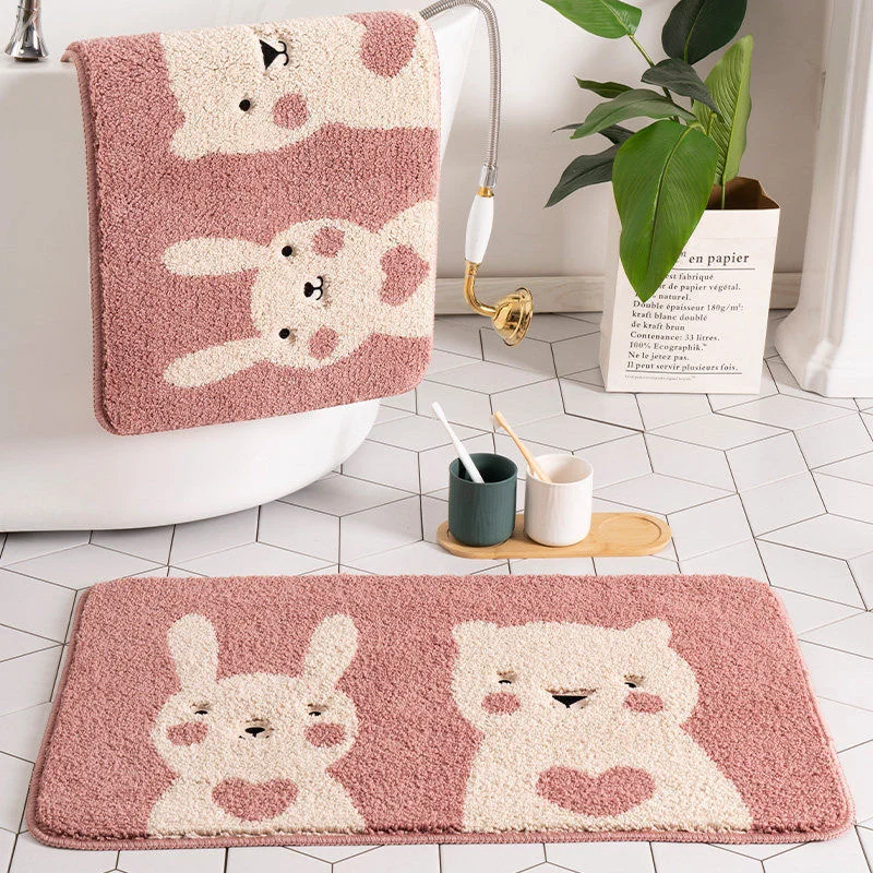 

Bath Mat pink cute rug Soft Plush Absorbent Carpet Area Rugs Entrance Floor Mat Bedroom Welcome Doormat Pad Chic Room Decor