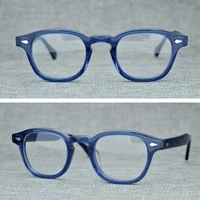 optical glasses frame men women johnny depp sunglasses polarized lens brand vintage blue acetate glasses frame top quality 005
