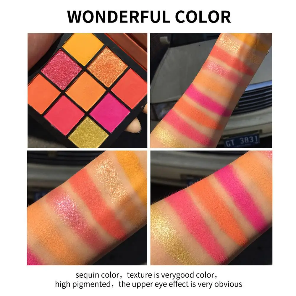Девять цветов флуоресцентные оранжевые тени для глаз Палитра симфония звезда